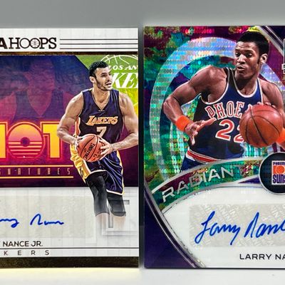 2016-17 Panini Hoops Larry Nance Jr. Auto #37 & 2019-20 Panini Spectra Larry Nance Radiant Auto #/75 - Father And Son