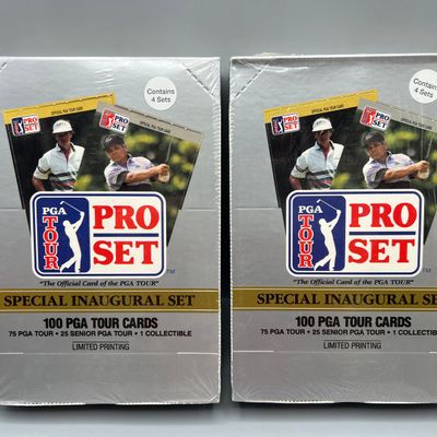 (2) 1990 Pro Set Golf Special Inaugural Edition Factory Sealed Set Boxes - 4 Sets In Each Box