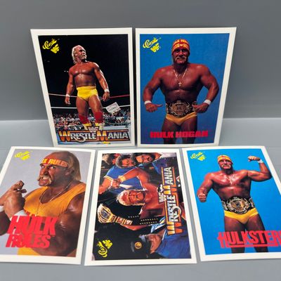 (5) 1990 Classic WWF Wrestling Hulk Hogan Cards - Varying Conditions