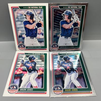 (4) 2022 Panini USA Baseball Stars & Stripes Jackson Holliday & Druw Jones Cards W/ Inserts