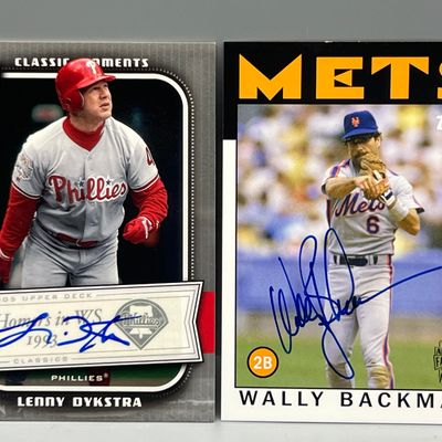 2005 Upper Deck Classic Moments Lenny Dykstra Auto #CM-LD & 2012 Topps Archives Wally Backman Auto #FFA-WB