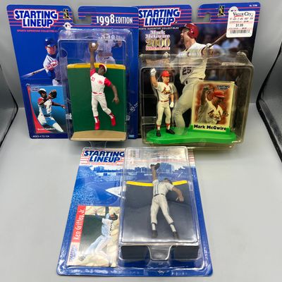 Lot of (3) Baseball Starting Lineup Figures - Ken Griffey Jr, Deion Sanders, Mark McGwire