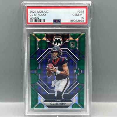 2023 Panini Mosaic CJ Stroud Green RC #292 PSA Gem Mint 10