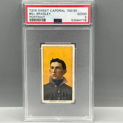 1909-11 T206 Bill Bradley Portrait Sweet Caporal Back PSA Good 2