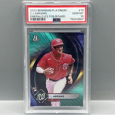 2022 Bowman Platinum CJ Abrams Emerald Ice Foilboard RC #/250 PSA Gem Mint 10