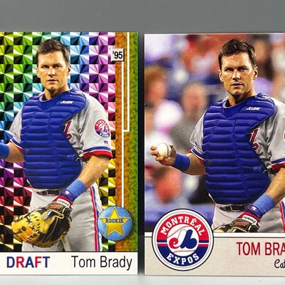 (2) Custom Unlicensed Tom Brady Baseball Cards - Custom - Not Produced By Major Manufacturer