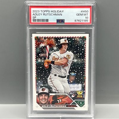 2023 Topps Holiday Adley Rutschman Candy Cane Bat SP RC #H50 PSA Gem Mint 10