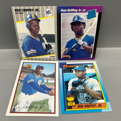 (4) Ken Griffey Jr. Baseball Cards W/ (3) Rookies - Varying Conditions