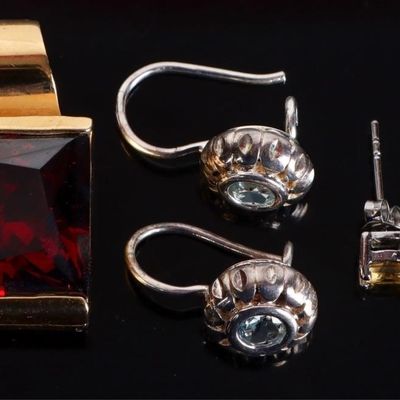 GARNET/ TOPAZ/ CITRINE LADIES JEWELRY-(3)