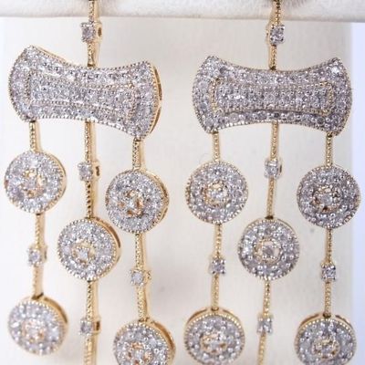 1.98CTW DIAMOND 14K YELLOW GOLD LADIES EARRINGS