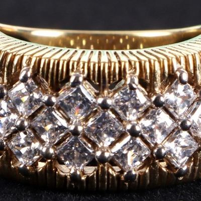 GOLD-TONED STERLING SILVER CUBIC ZIRCONIUM RING