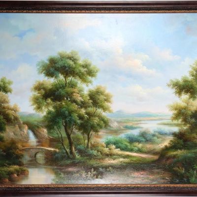 J CARRACCI OIL ON CANVAS LANDSCAPE PAINTING