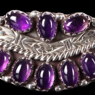 STERLING SILVER SOUTHWEST AMETHYST CUFF BRACELET