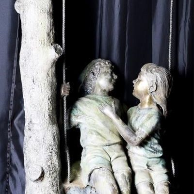 HEAVY "THE SWING" SIGNED BAZZIAO 64" BRONZE STATUE