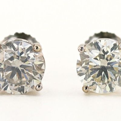 2.99CTW 18K WHITE GOLD LADIES STUD EARRINGS NEW