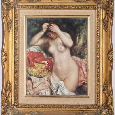 "BATHER ARRANGING HER HAIR" RENOIR LITHO W/ COA