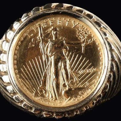 1/10 OZ FINE GOLD 1990 AMERICAN EAGLE IN 14K RING