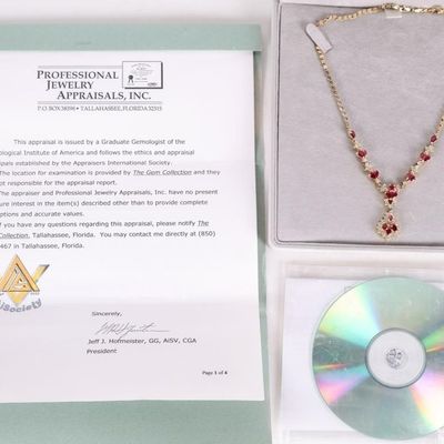 EXQUISITE 3.5CTW DIAS 5.6CTW RUBY 14K NECKLACE