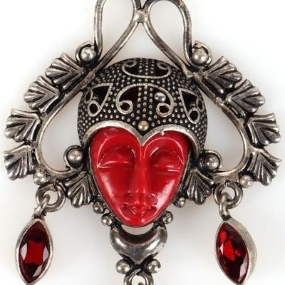 STERLING SILVER LADIES PENDANT JASPER FACE
