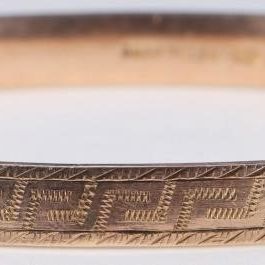 SOLID 9K ROSE GOLD ETCHED BANGLE BRACELET