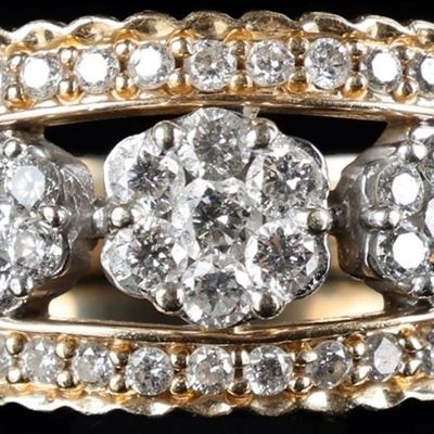 NATURAL DIAMOND 14K YELLOW AND WHITE GOLD RING