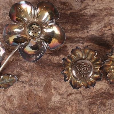 VINTAGE STERLING FLOWER SHAPED S & P SHAKERS (3)