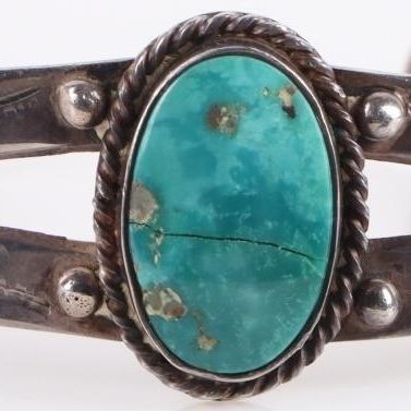 0.925 SILVER TURQUOISE NAVAJO LADIES CUFF BRACELET