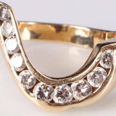 14K YELLOW GOLD LADIES RING W/ DIAMONDS IRREGULAR
