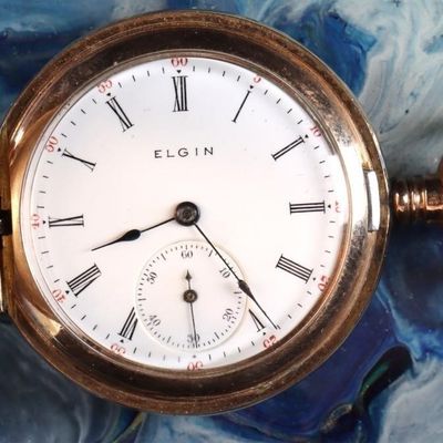 ANTIQUE 10K YELLOW GOLD ELGIN POCKET WATCH THICK