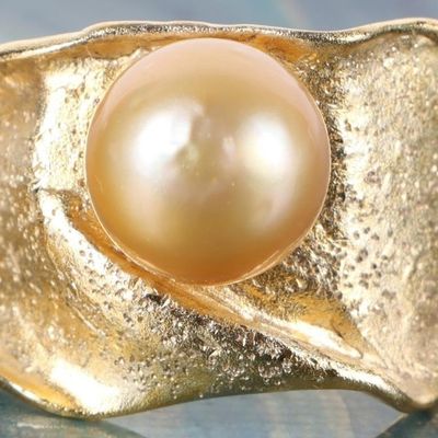 STERLING SILVER SOUTH SEA GOLD PEARL LADIES RING