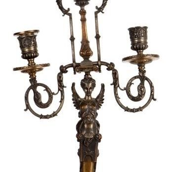 ANTIQUE BRONZE ART DECO CANDELABRA
