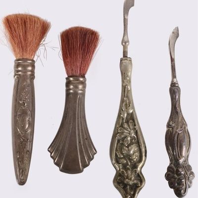 VINTAGE STERLING SILVER MAKEUP BRUSHES & TOOLS