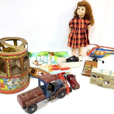 OLD-TIME TOYS TIN TOYS DOLLS DOLL HOUSE PIECES -11