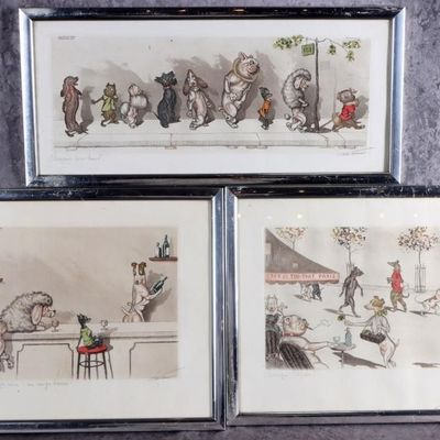 VINTAGE BORIS O'KLEIN DIRTY DOGS OF PARIS PRINTS-3