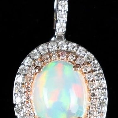 EFFY 14K WHITE & ROSE GOLD OPAL DIAMOND NECKLACE