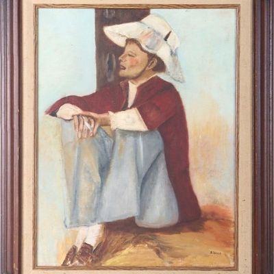 B.DEKLE PORTRAIT OF WOMAN SMOKING OIL ON CANVAS