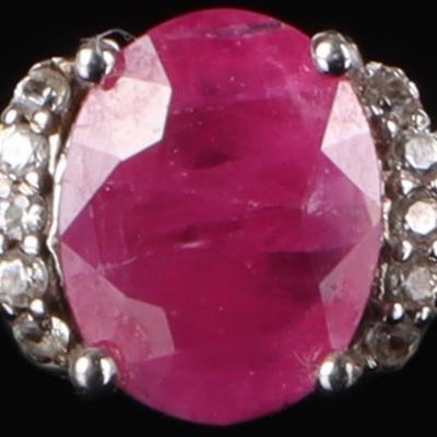 STERLING SILVER PINK RUBY TOPAZ LADIES RING