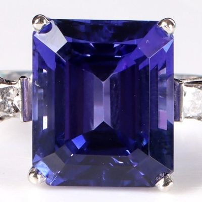 9.55CT VIOLET TANZANITE DIAMOND PLATINUM RING GIA