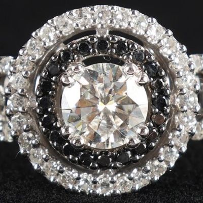 14K WHITE GOLD MOISSANITE DIAMOND LADIES RING