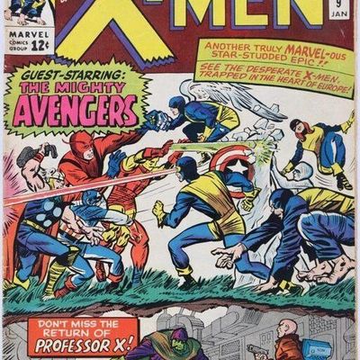 X-MEN #9 1965 SILVER AGE MARVEL 1ST AVENGERS CROSS