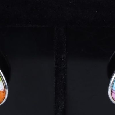 SIGNED STERLING SILVER MURANO GLASS EARRINGS