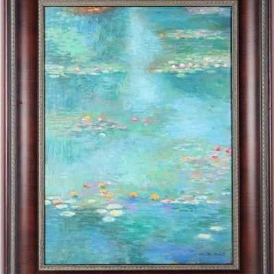 AFTER CLAUDE MONET "NYMPHEAS" OIL ON CANVAS FRAMED