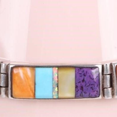 STERLING SILVER ASSORTED GEM LADIES BRACELET
