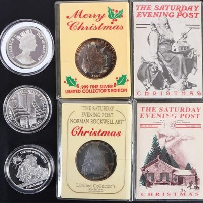 FINE SILVER ASSORTED COMMEMORATIVE ROUNDS - (5)