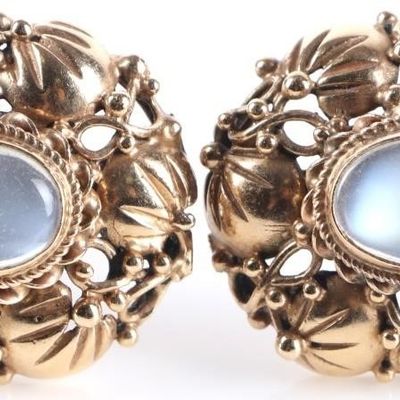 ORNATE 14K YELLOW GOLD LADIES CLIP-ON EARRINGS