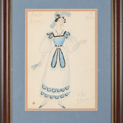 DOBUZHINSKY EUGENE ONEGIN COSTUME SKETCH BLUE