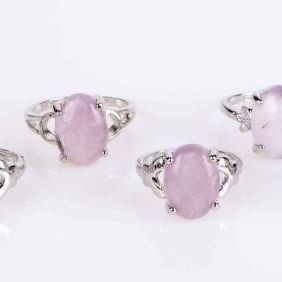 PURPLE NATURAL AMETHYST LADIES SILVER-TONE RINGS
