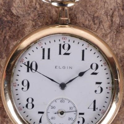 VINTAGE 9K YELLOW GOLD ELGIN MENS POCKET WATCH