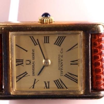 18K GOLD TIFFANY & CO AUTOMATIC LIZARD STRAP WATCH