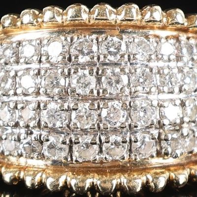 14K YELLOW GOLD DIAMOND CLUSTER LADIES RING
